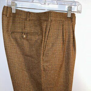 Hickey Freeman Wool Dress Trousers Pleated, high rise, 36x31.5, Italian, Brown